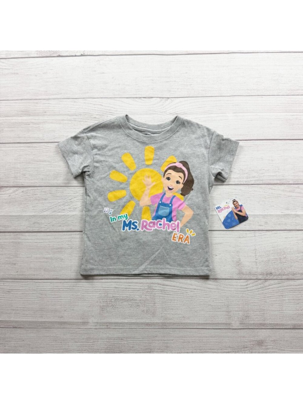 Ms. Rachel Gray Graphic Tee "In My Ms. Rachel Era" Sunshine Print NWT 3T